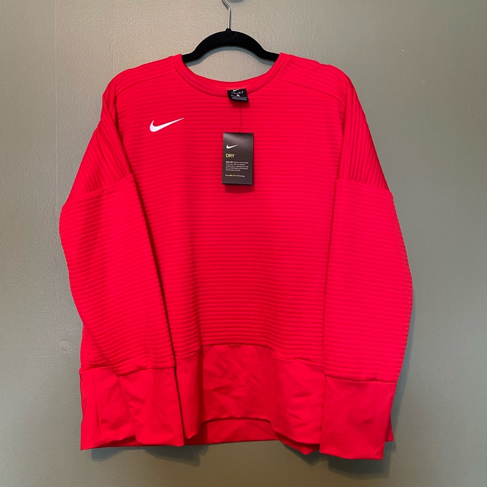 Red Nike Dri-Fit Double Knit Crew Top